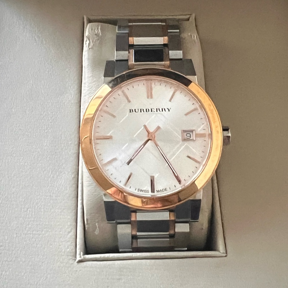Burberry Two-Tone Rose Gold and Silver Watch